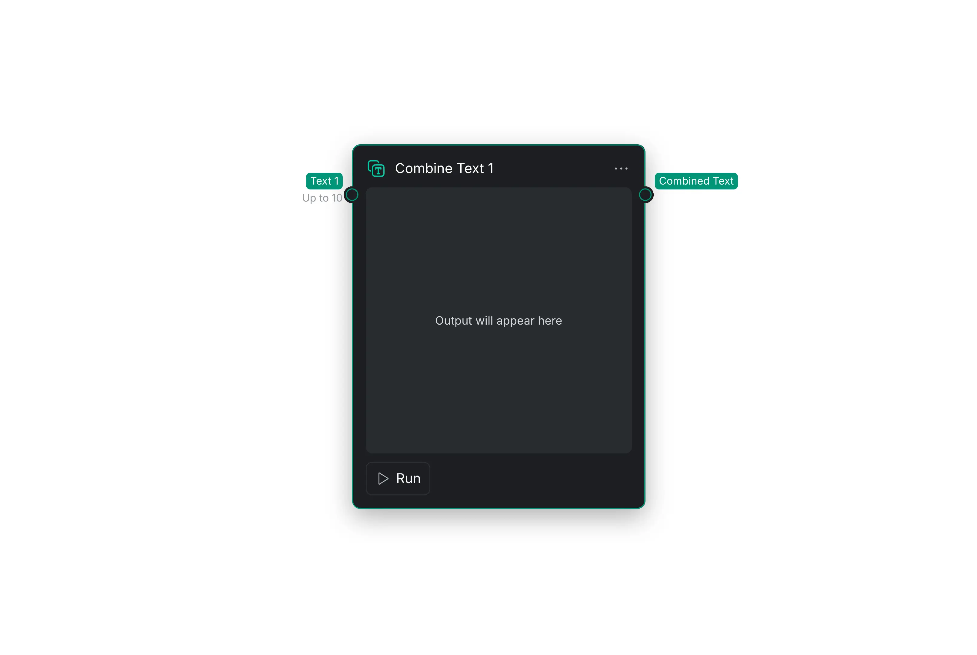 The Combine Text node showing multiple text inputs combined into one output.