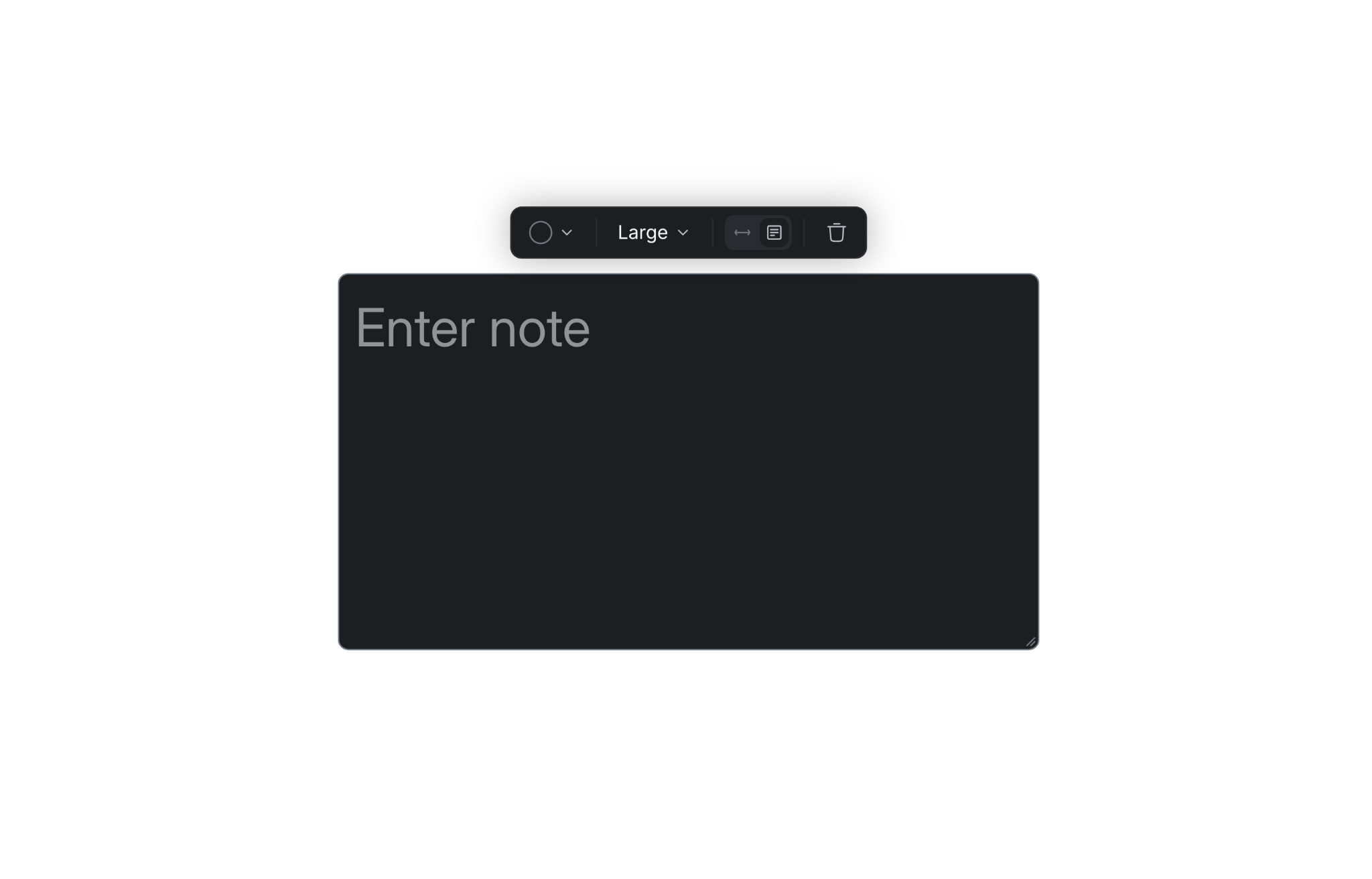 The Note node showing its text box and formatting settings.