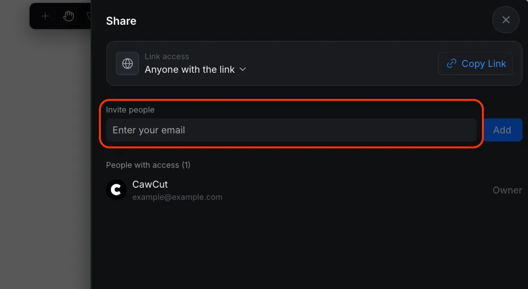 Inviter des personnes à un workflow CawCut par e-mail